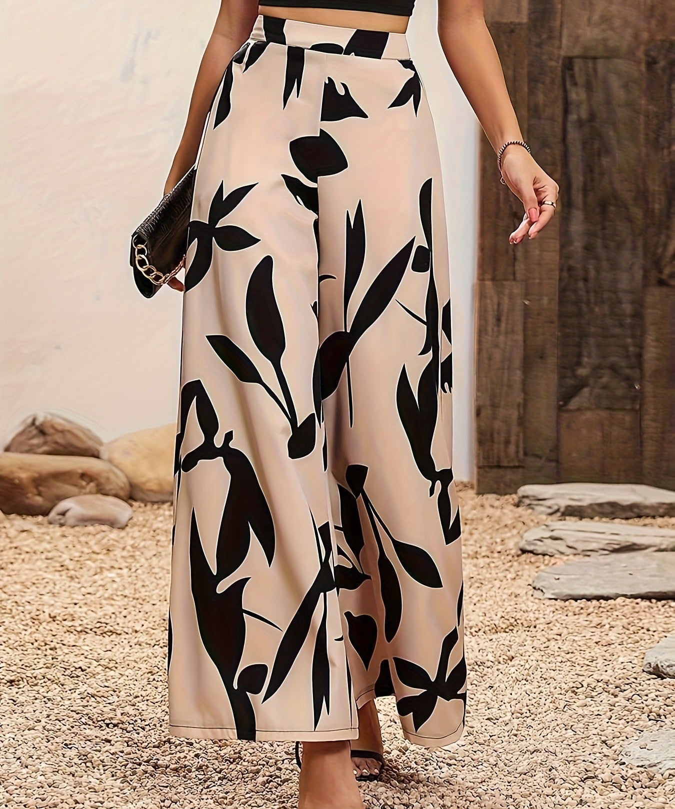 Heidi dames broek – luchtige bloemenbroek met wijde pijpen en elastische taille