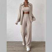 Heidi dames loungewear set – tweedelig huispak met top en wijde broek
