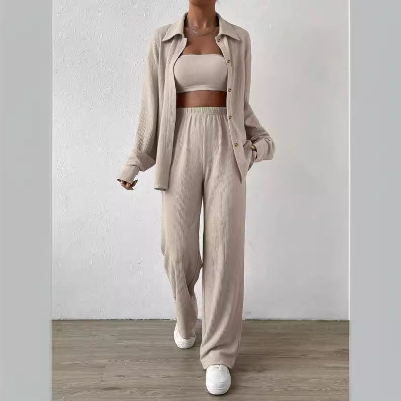 Heidi dames loungewear set – tweedelig huispak met top en wijde broek