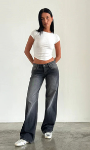 Mila Low Waist Jeans Dames – Stretch Denim met Lage Taille & Comfortabele Pasvorm