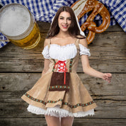 Janina Oktoberfest Jurk Dames | Traditionele Dirndl met Schort & Blouse | Authentieke Oktoberfest Outfit