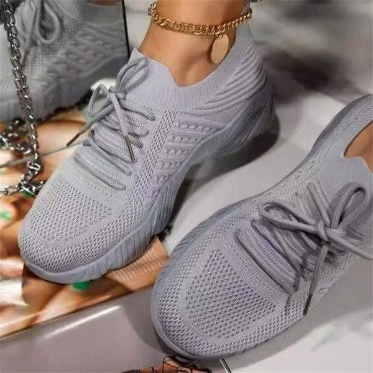 Dames Veterschoenen – Lichtgewicht Sneakers met Zachte Zool en Ademend Comfort