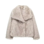 Luxe kunstbont jas dames – warme volumineuze faux fur mantel in elegante stijl