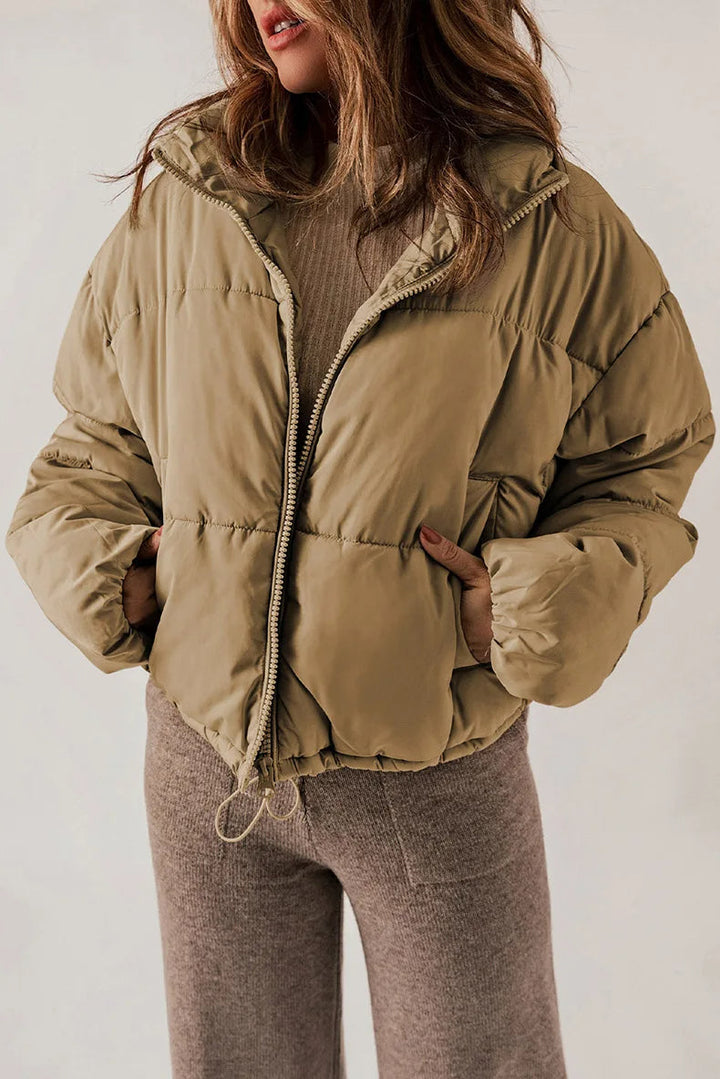 Korte dames pufferjas – warme gewatteerde winterjas met ritssluiting