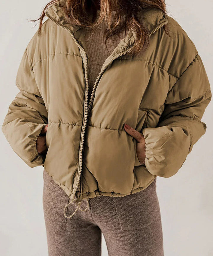 Korte dames pufferjas – warme gewatteerde winterjas met ritssluiting