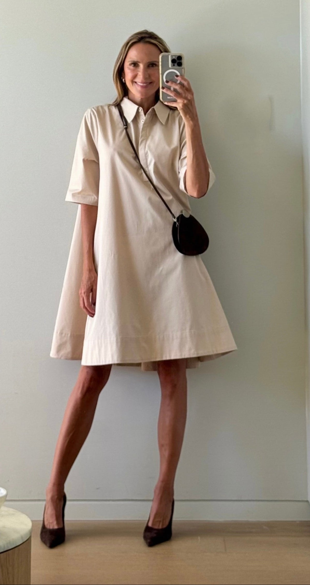 Jurk Laetitia Beige – Klassieke Shirtjurk van 100% Egyptisch Katoen