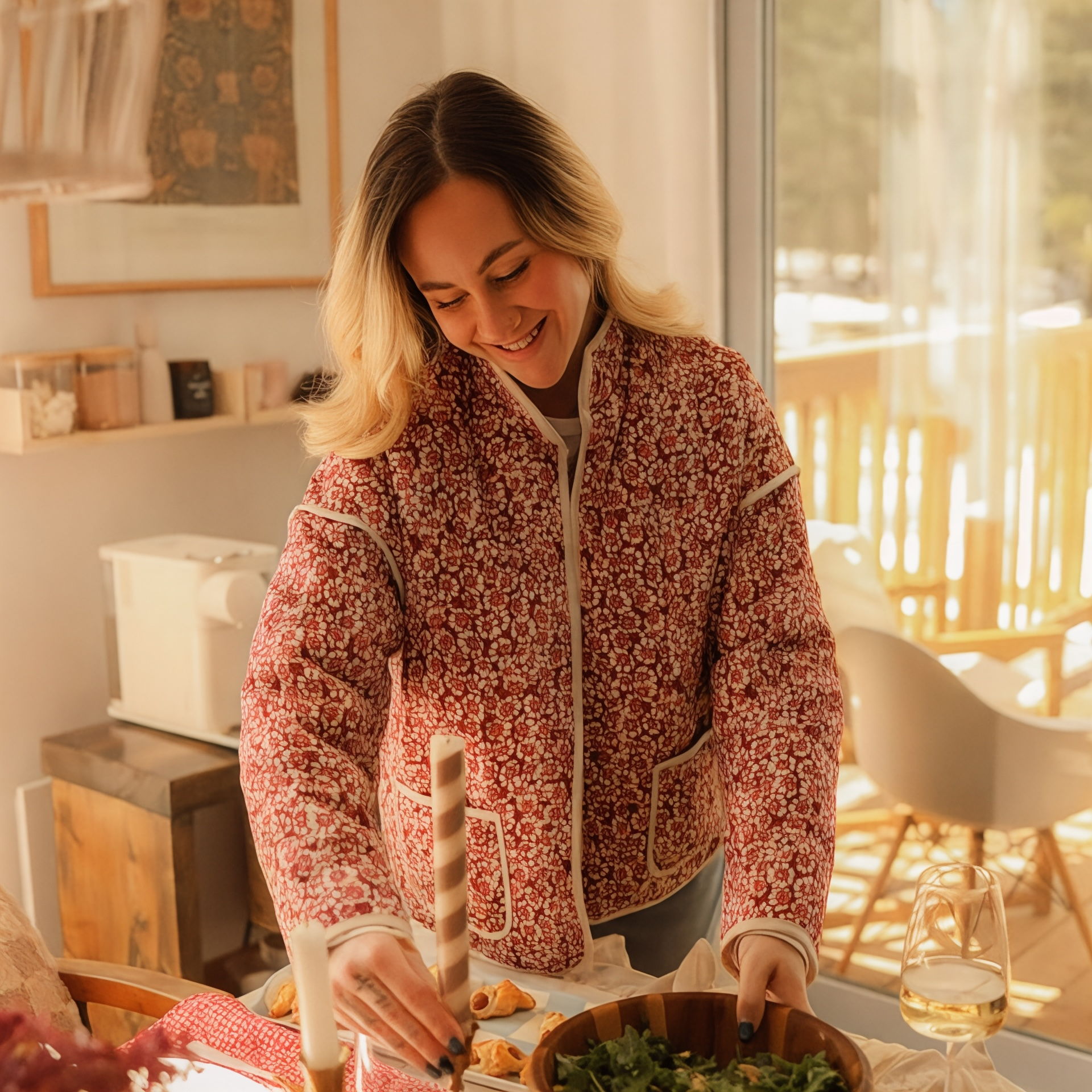 Stijlvolle Bloemenjas Dames – Lichtgewicht Quiltjas met Leliepatroon | Trendy & Comfortabel