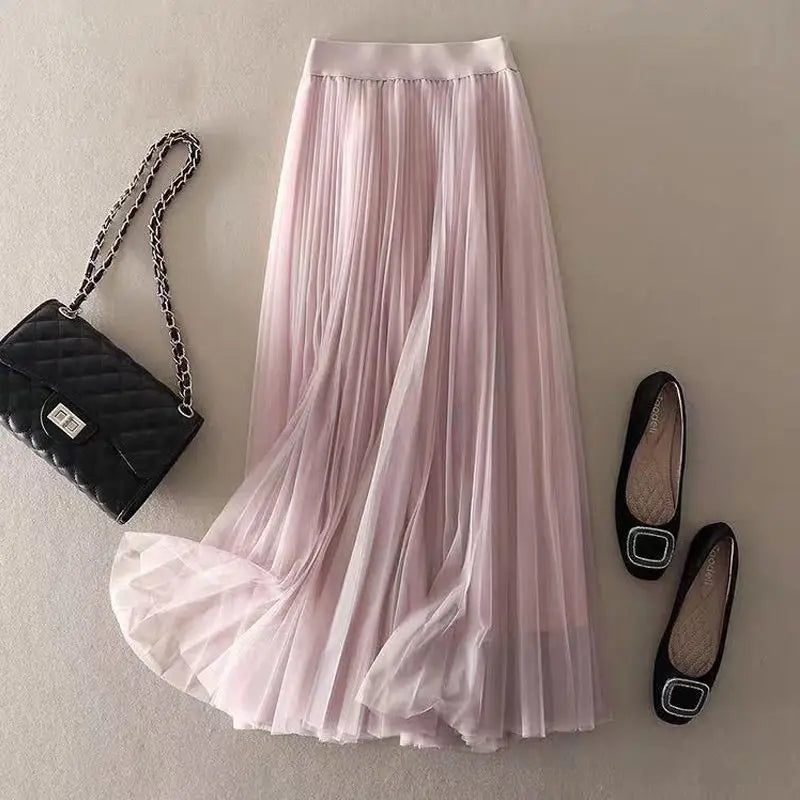 Sophia – Vintage Tule Rok met Elastische Tailleband | Elegante A-lijn Rok met Drie Lagen