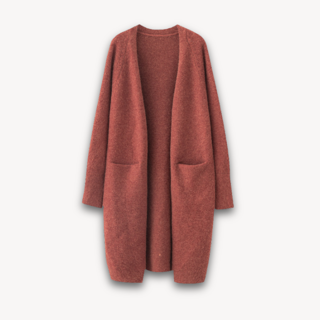 Lange dames cashmere cardigan – luxueus vest met open voorkant voor herfst en winter