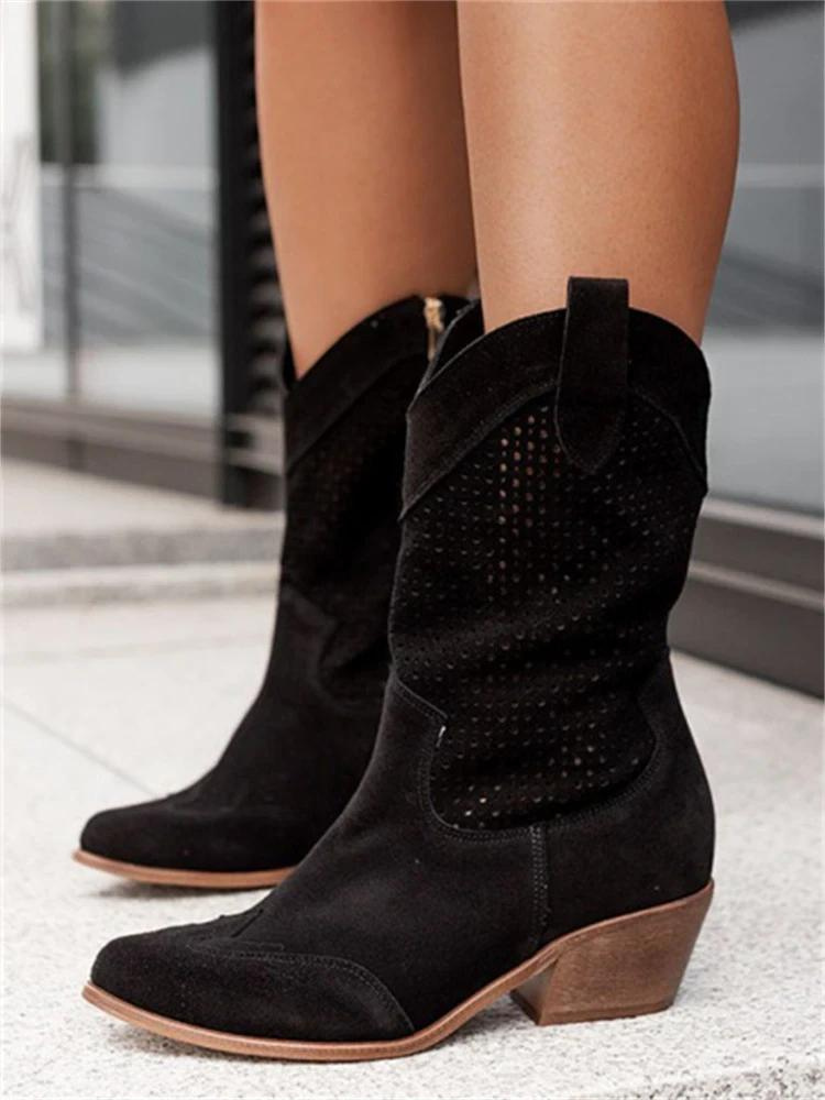 Josiane Cowboylaarzen Dames – Trendy Witte Western Boots met Blokhak