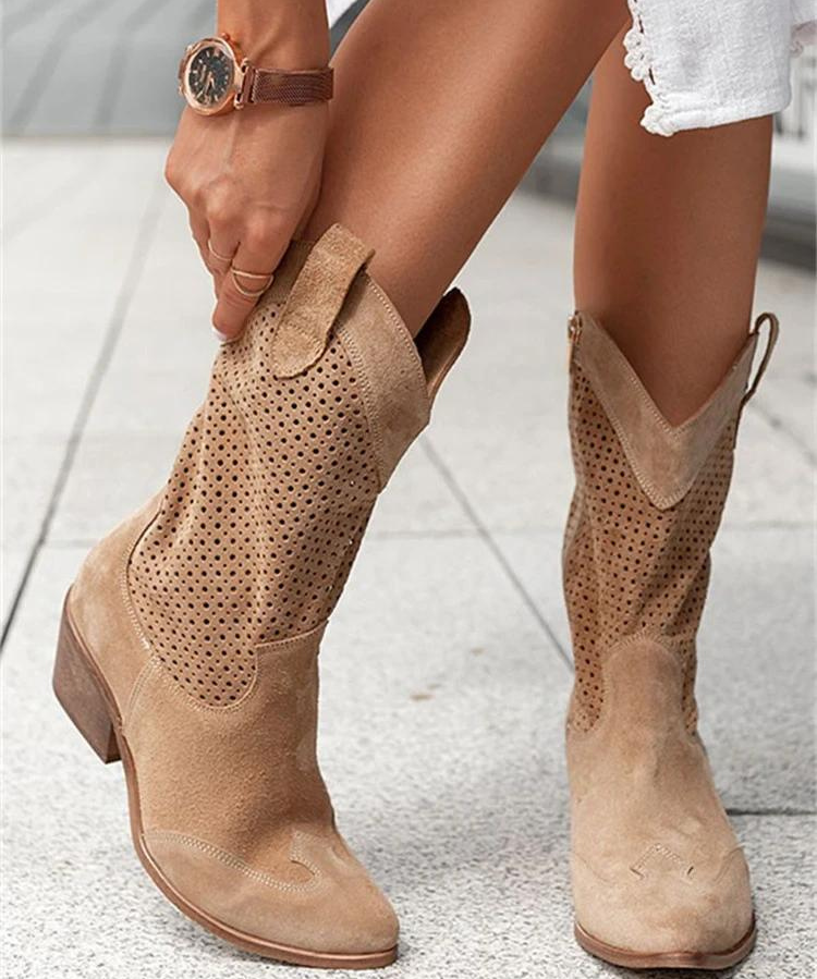 Josiane Cowboylaarzen Dames – Trendy Witte Western Boots met Blokhak