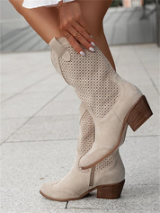 Josiane Cowboylaarzen Dames – Trendy Witte Western Boots met Blokhak