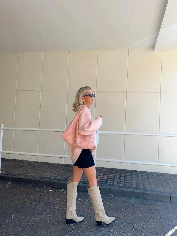 Getailleerde dames trui met ronde hals – elastische ribtrui met comfortabele pasvorm