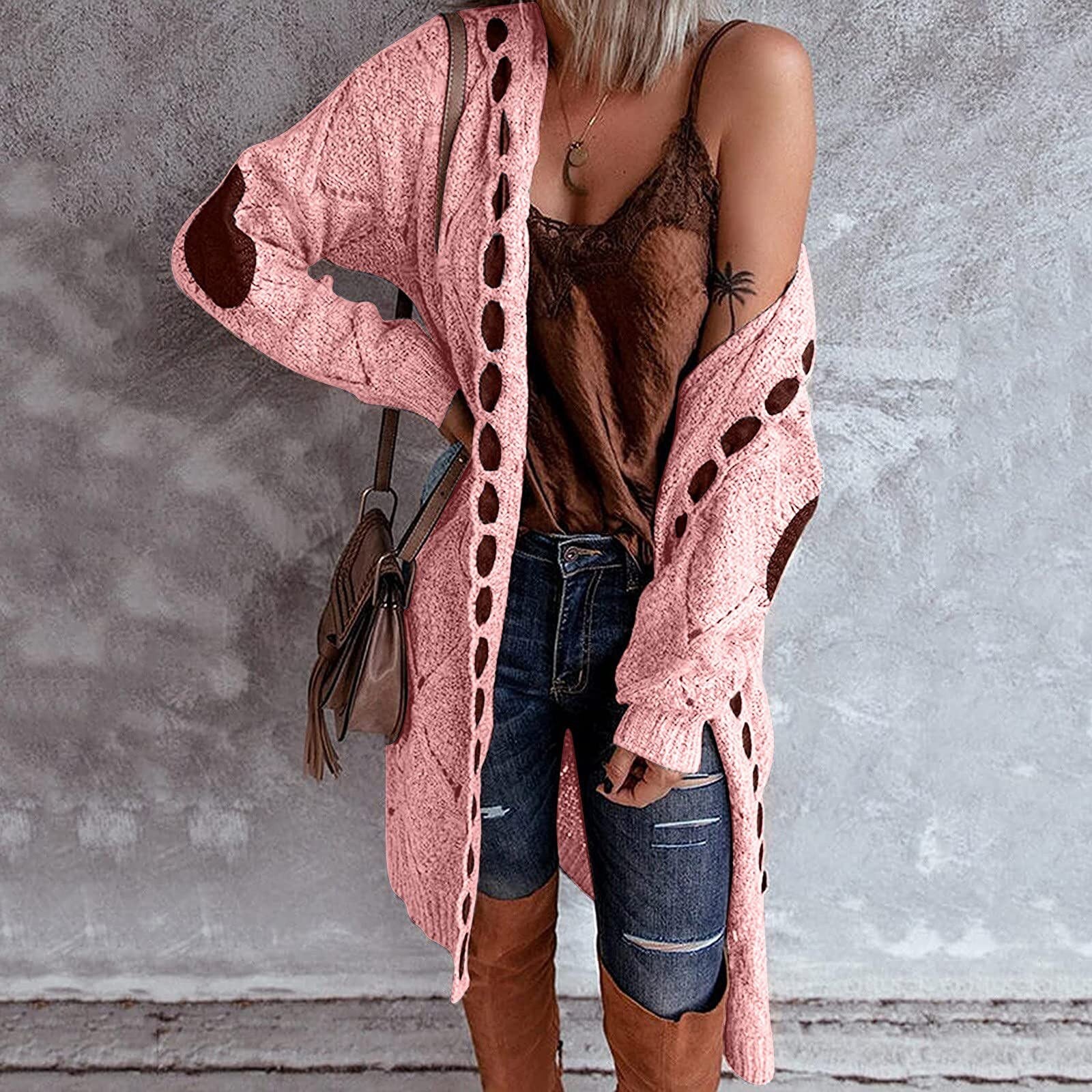 Evelyn Lang Damesvest – Oversized Grofgebreid Vest met Capuchon | Vardi Dante