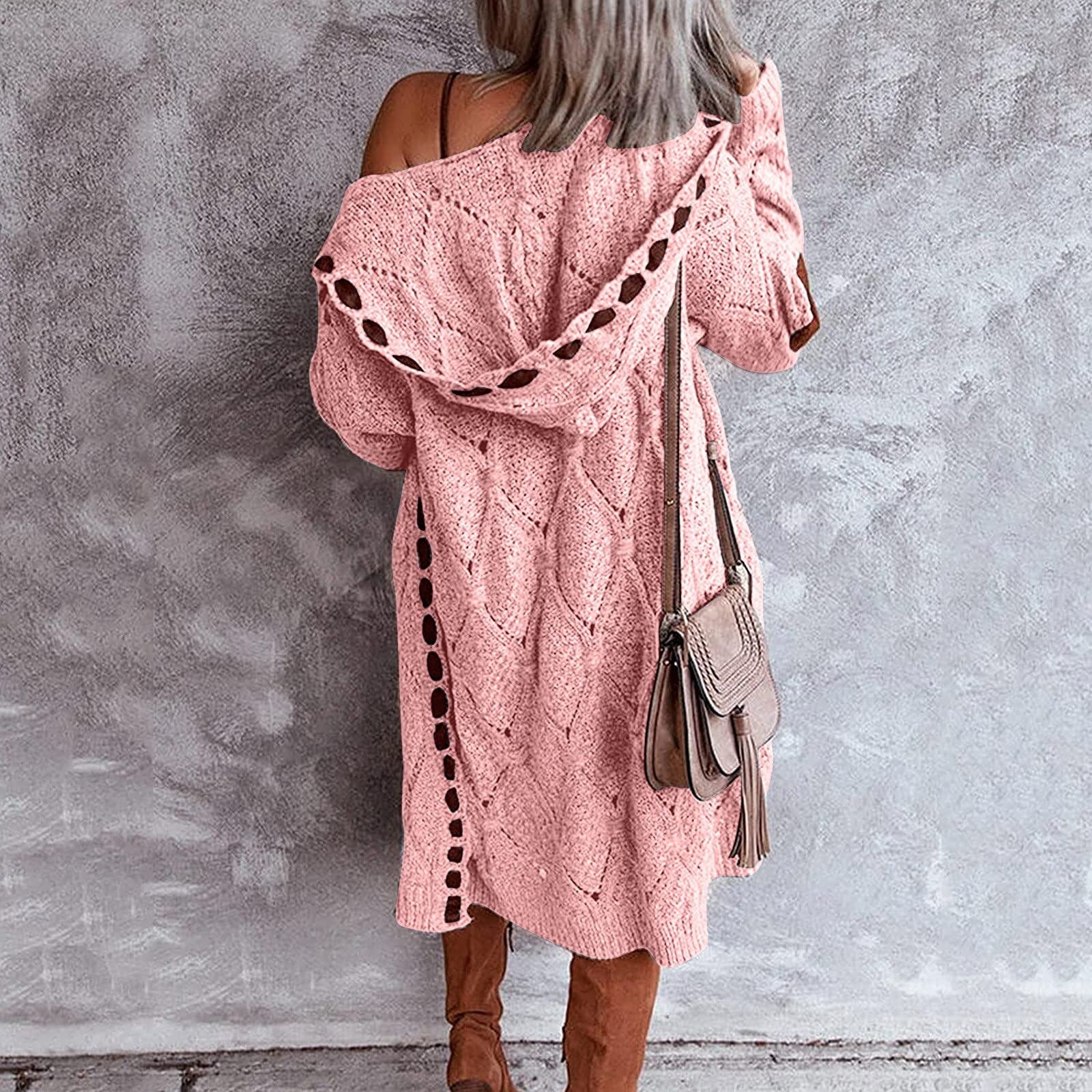 Evelyn Lang Damesvest – Oversized Grofgebreid Vest met Capuchon | Vardi Dante
