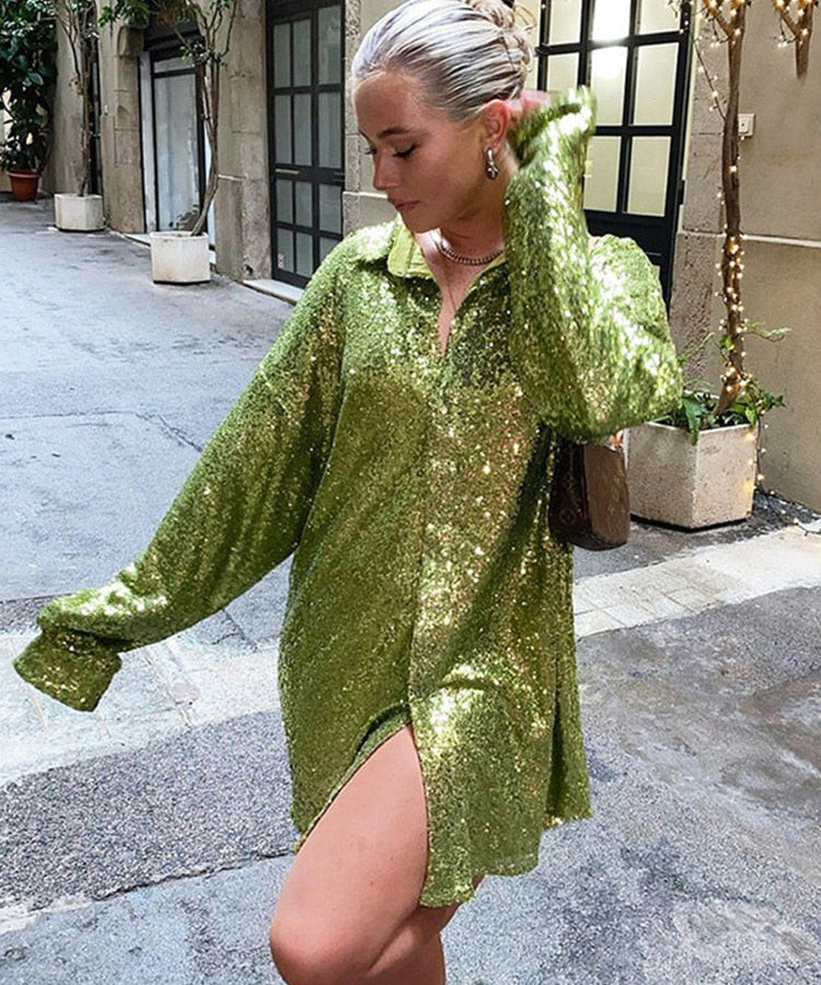 Oversized blouse dames – trendy glitter blouse met losse pasvorm | GlitteryDress
