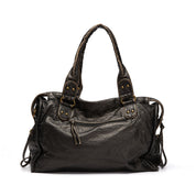 Grote Zwarte Vintage Handtas – Ruime PU-Leren Tas met Schouderband & Opbergvakken