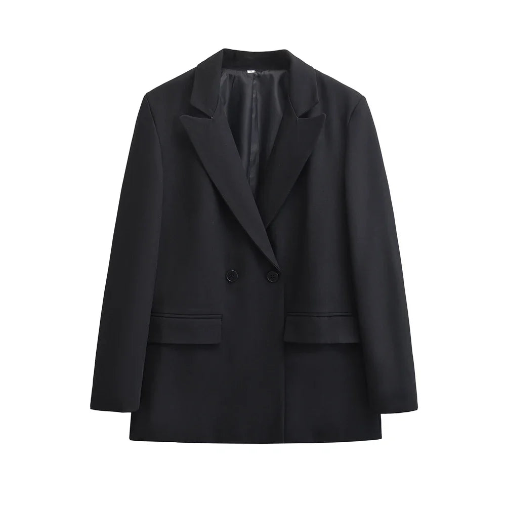 Dames blazer met dubbele knoopsluiting – minimalistisch en gestructureerd