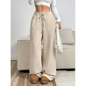 Dames corduroy broek met hoge taille – ontspannen pasvorm en trendy design