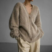 Fluffy Wollen Vest Dames – Zacht Gebreid Vest met Knopen voor Herfst & Winter