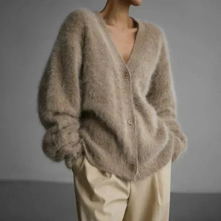 Fluffy Wollen Vest Dames – Zacht Gebreid Vest met Knopen voor Herfst & Winter