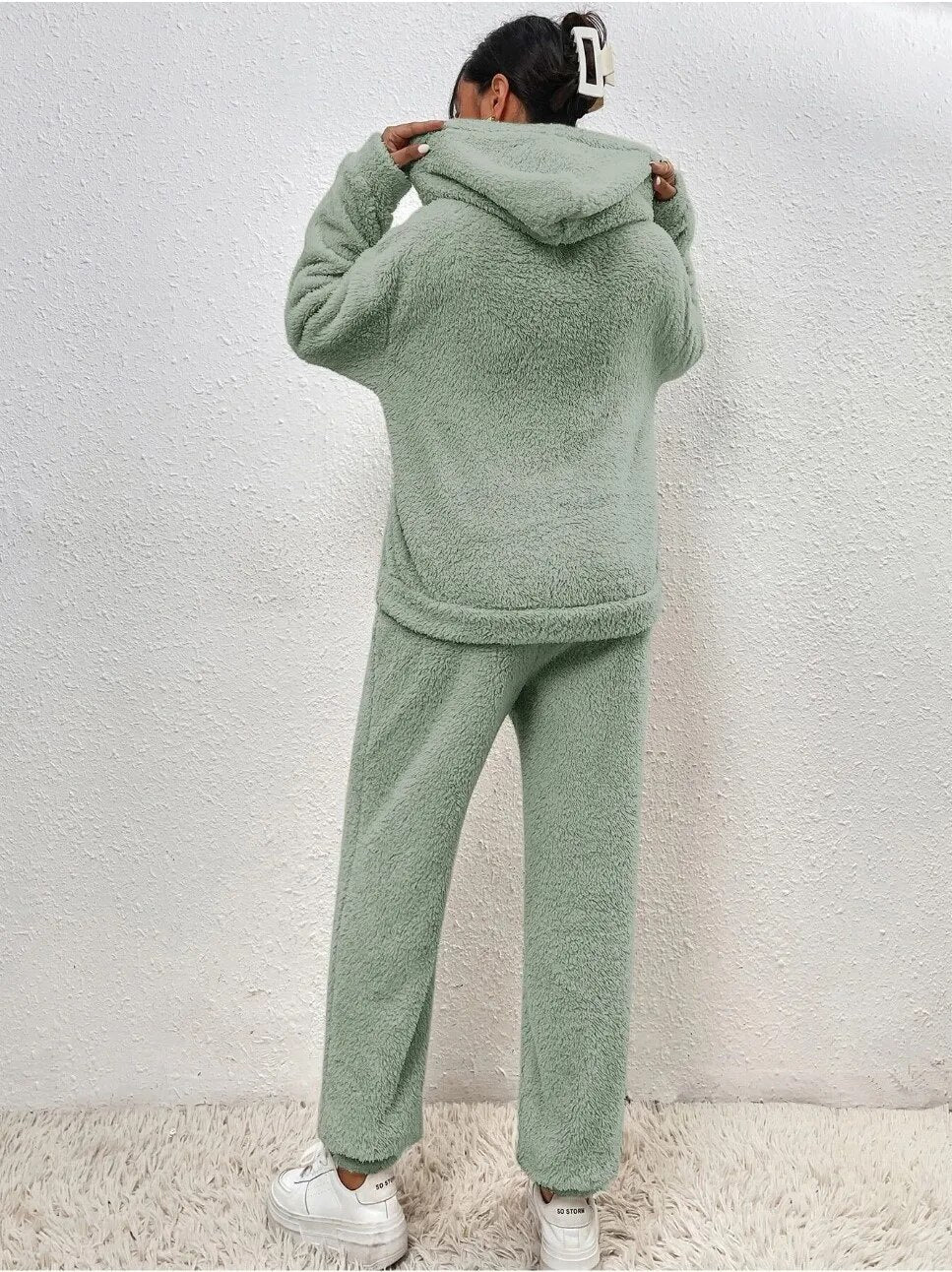 Lana teddy huispak dames – ultra-comfortabele winterset met hoodie