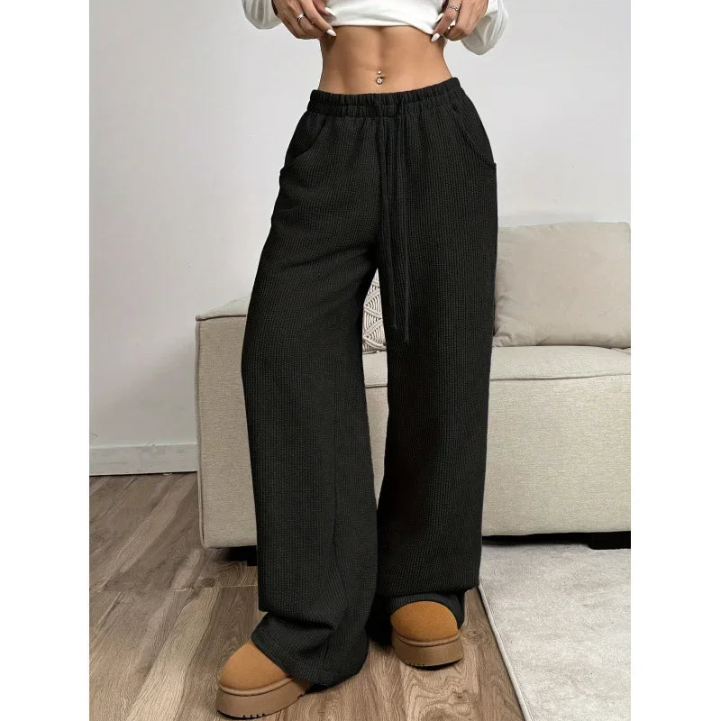 Dames corduroy broek met hoge taille – ontspannen pasvorm en trendy design