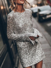 Pailletten jurk dames – open rug party dress in zwart of zilver