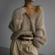 Fluffy Wollen Vest Dames – Zacht Gebreid Vest met Knopen voor Herfst & Winter