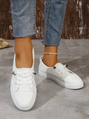 Casual dames veterschoenen – platte sneakers met ronde neus en comfortabele zool