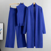 Roxy 3-delige co-ord set dames – gebreide cardigan, coltrui & wijde broek