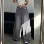 Baggy wide leg jeans dames – high waist oversized jeans in grijs, zwart & blauw