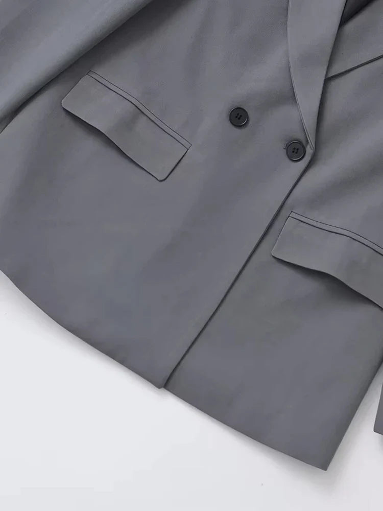 Dames blazer met dubbele knoopsluiting – minimalistisch en gestructureerd