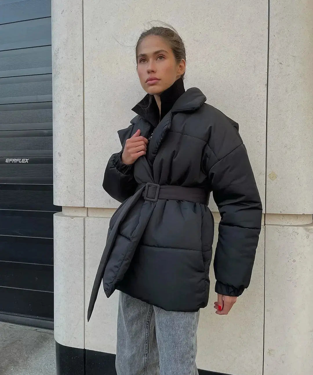 Senna pufferjack dames met ceintuur – warm & stijlvol winterjack