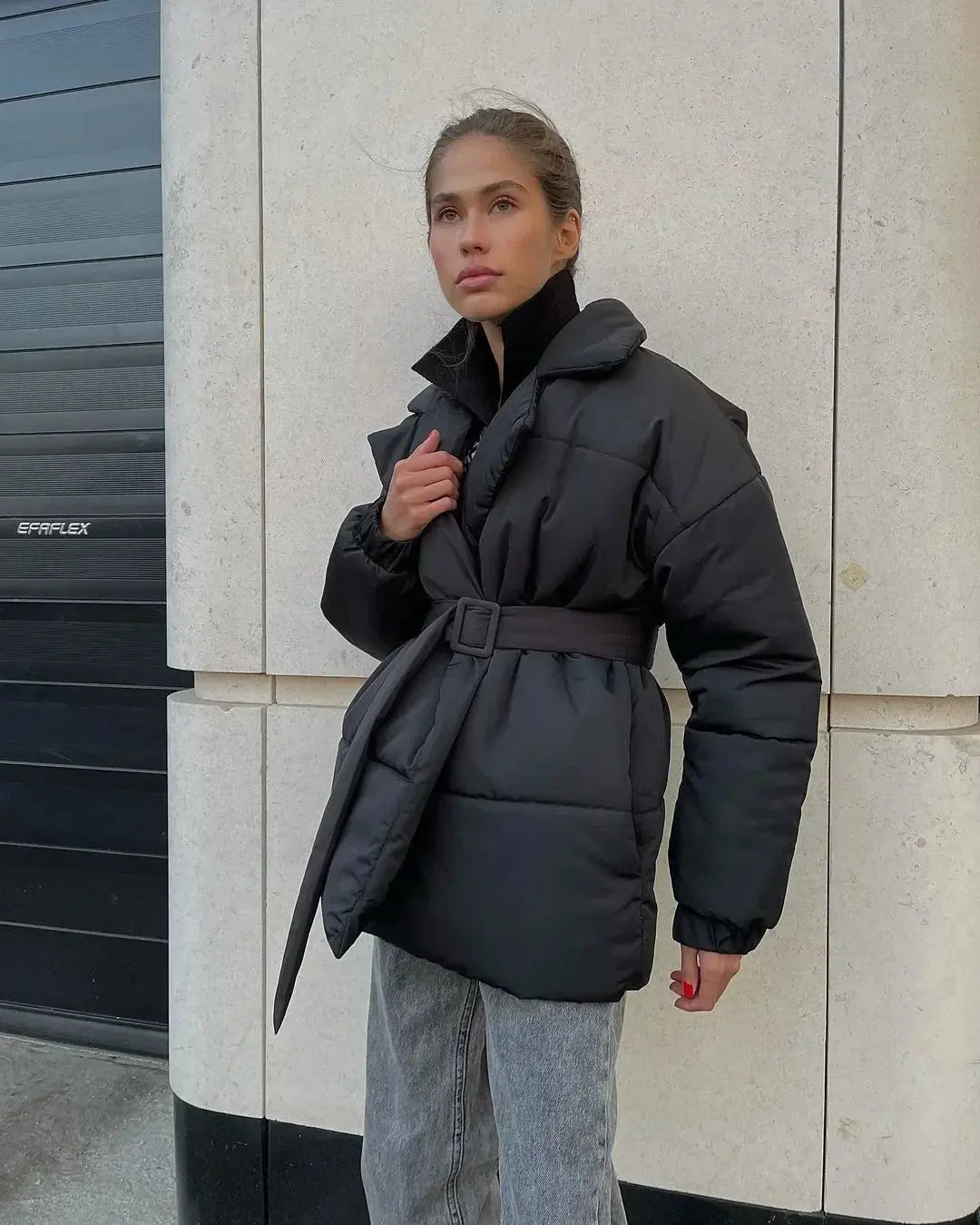 Senna pufferjack dames met ceintuur – warm & stijlvol winterjack