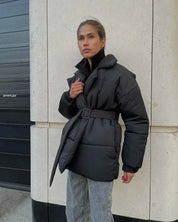 Senna pufferjack dames met ceintuur – warm & stijlvol winterjack