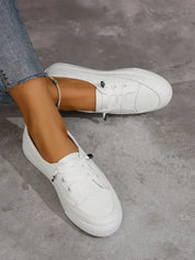 Casual dames veterschoenen – platte sneakers met ronde neus en comfortabele zool