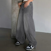 Baggy wide leg jeans dames – high waist oversized jeans in grijs, zwart & blauw