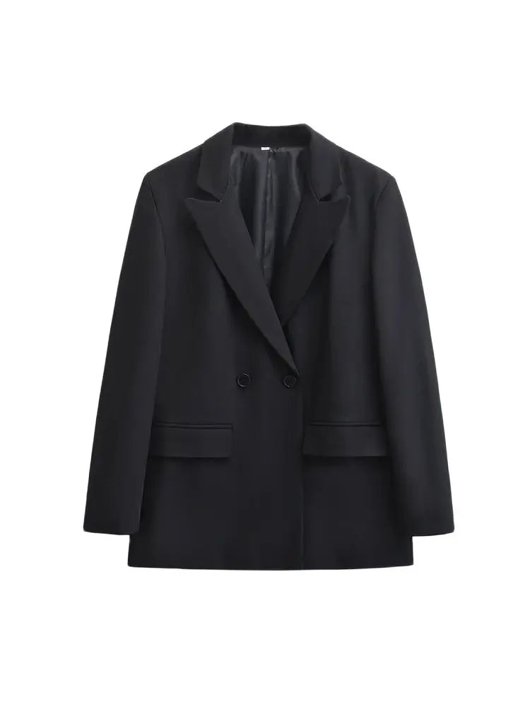 Dames blazer met dubbele knoopsluiting – minimalistisch en gestructureerd
