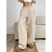 Dames corduroy broek met hoge taille – ontspannen pasvorm en trendy design