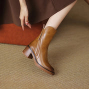 Dames enkelboots – stijlvolle leren laarsjes met hak en ritssluiting