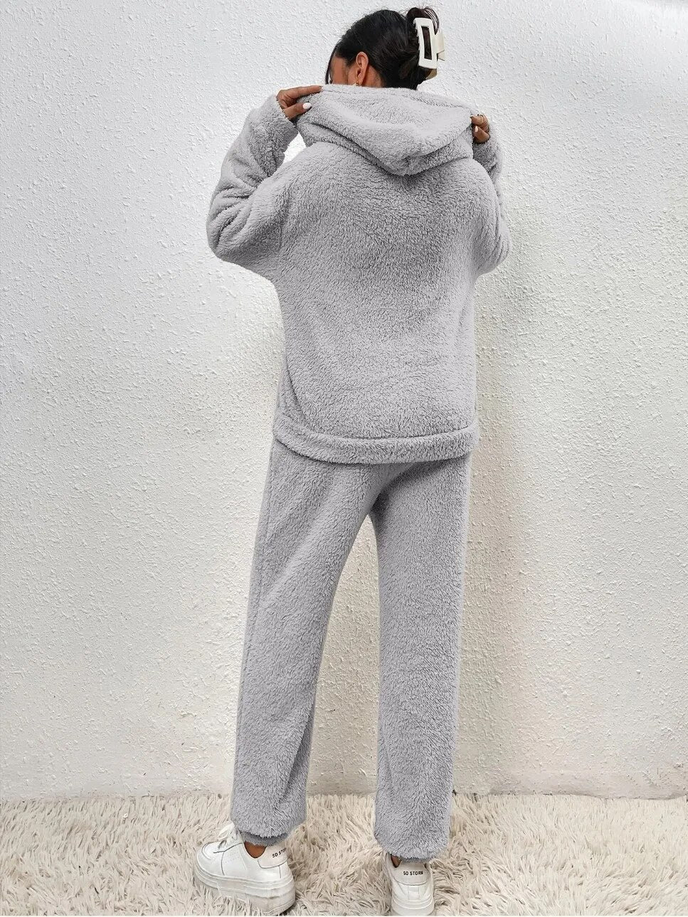 Lana teddy huispak dames – ultra-comfortabele winterset met hoodie