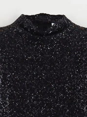 Schouder Gewatteerde Pailletten Mini Jurk – Statement Partyjurk met Luxe Sprankeling