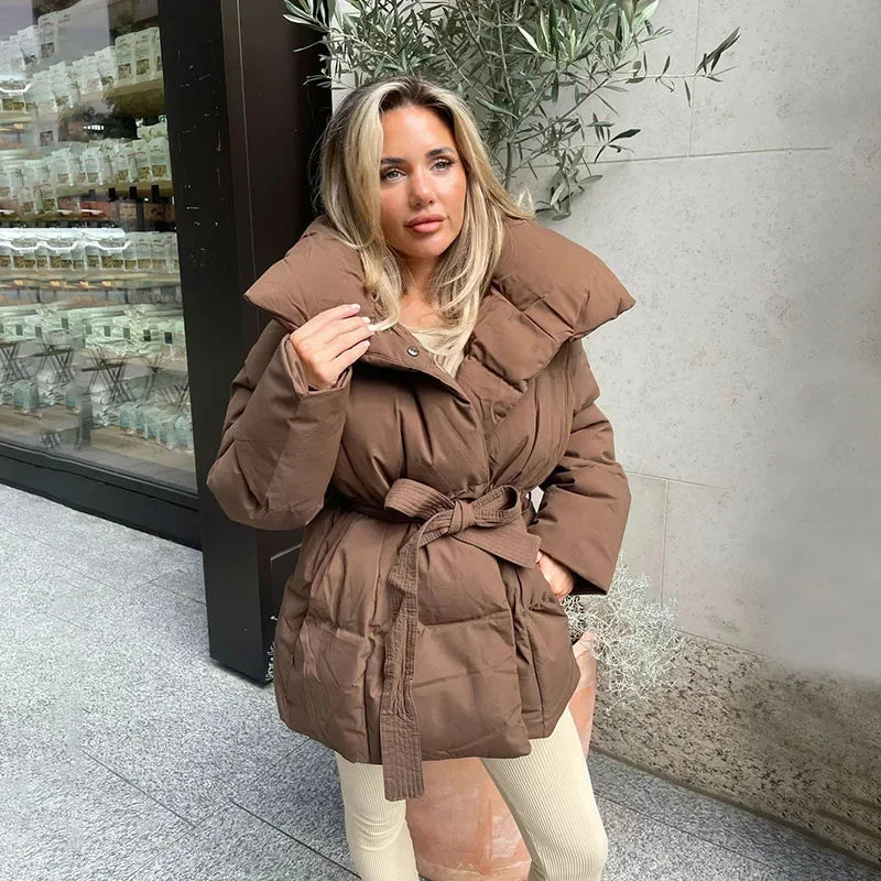 Mara – Elegante gewatteerde damesjas | Trendy winterparka met ceintuur & chique uitstraling