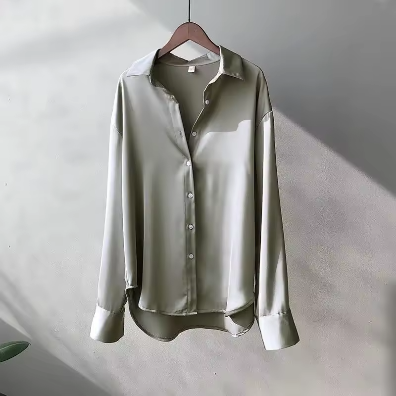 Zijden blouse dames – elegante lange mouwen blouse van zachte zijde