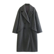 Lange dames jas wol – dubbel geknoopt & elegant voor herfst en winter