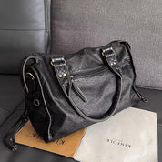 Grote Zwarte Vintage Handtas – Ruime PU-Leren Tas met Schouderband & Opbergvakken