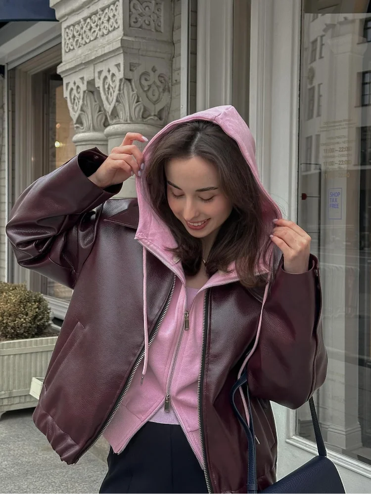 Giulia Bruin Leren Damesjack – Kort Vegan Leren Jack met Reverskraag