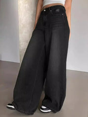 Baggy wide leg jeans dames – high waist oversized jeans in grijs, zwart & blauw