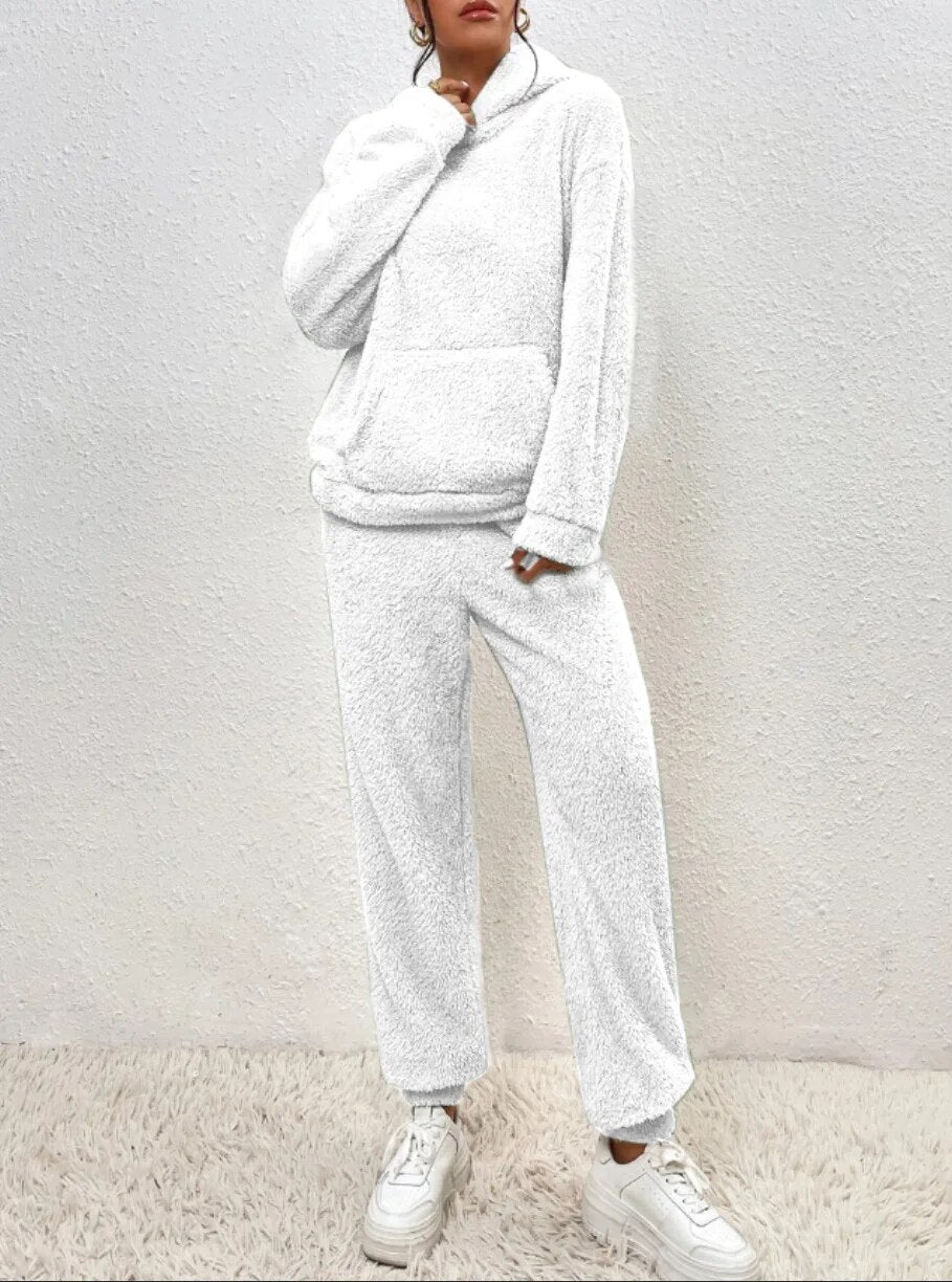 Lana teddy huispak dames – ultra-comfortabele winterset met hoodie